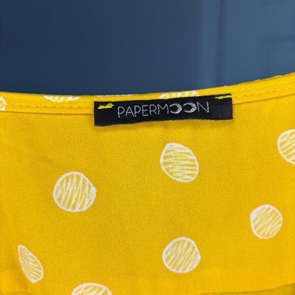 PAPERMOON V-Neck Tunic Long Sleeve Womens 2X Yellow Polka Dot Flowy - Picture 8 of 8